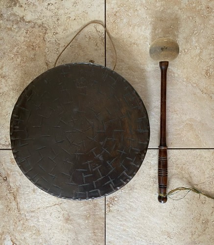 Burmese antique brass gong - brass,
