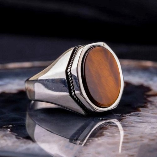 Men natural tiger eye ring - men's, tiger's
