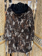Vintage 1980’s ‘Whimsey’ leopard print parka style coat Faux Fur Trim GC Size 12
