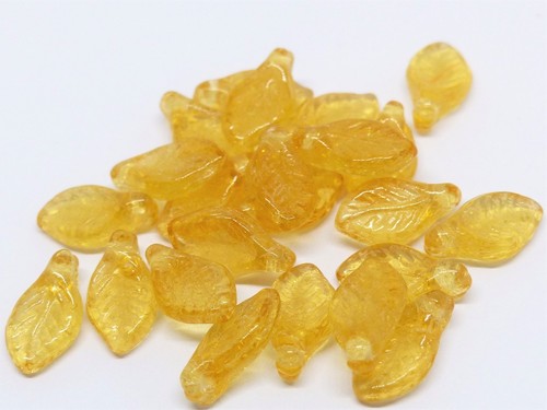 Czech glass leaf drop - leaf,