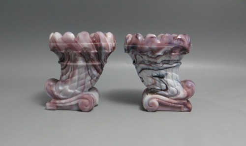 Pair purple malachite glass - of,