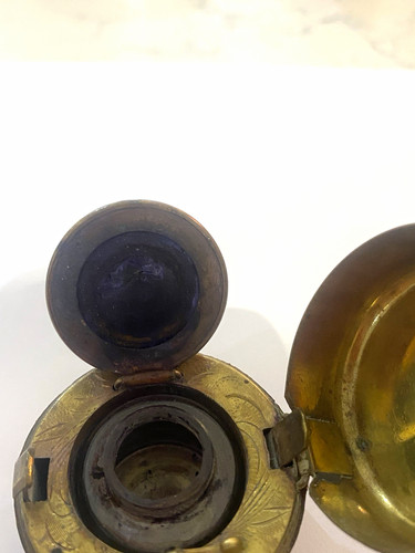 Vintage brass travel inkwell - vintage,