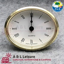 Caravan, Motorhome, Boat  72mm Brass Oval Clock White With Roman Numerals ME508 