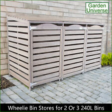 Wheelie Bin Storage Unit Double Tripple Garden Universe Outdoor Store Grey Brown