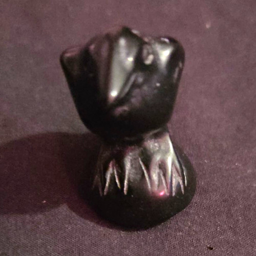 Black bird carving obsidian - black,