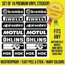 16 x MOTORCYCLE Decals Belly