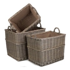 Wicker Log Baskets Rectangular