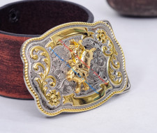 ROCK BULL RIDE RODEO LONG RODEO COWBOY TEXAS WESTERN SHINE BELT BUCKLE