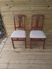 STAKMORE Queen Anne Folding Dining Chairs Set of 2. Delivery Available In UK