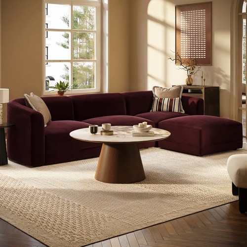Large burgundy velvet - velvet, curved