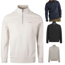 Men's Sweatshirt Belstaff Designer Cotton Fleece Alloy Quarter Zip Pullover