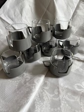 8x60s 70s Vintage Retro Kitsch JAJ Pyrex & Plastic Holders Drinkup Cups Mugs MCM