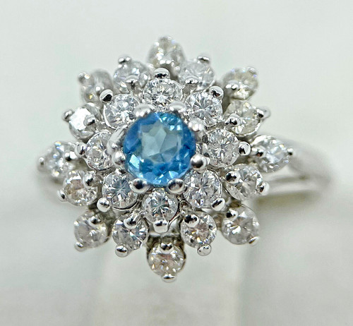 Diamond aquamarine ring - aquamarine,