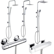 Modern Chrome Telescopic Rigid Riser Shower Rail Kit with Thermostatic Bar Valve