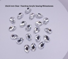 TEARDROP Clear  10*14 MM Sewing  Flatback Rhinestones Sew On Crystals 50 PCS