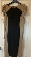 Forever Unique Black/Beige, Lined/Padded Midi Bodycon Dress Size 10
