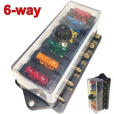6 Way Fuse Box for Standard Blade Fuses Holder ATO / Block 12v or 24v Car HGV