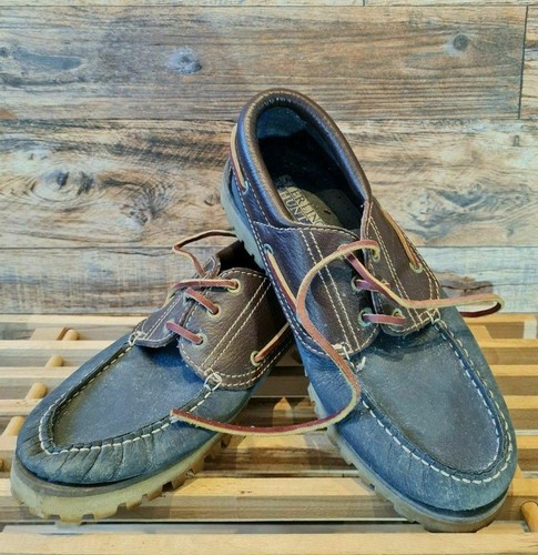 Men navy blue leather boat - navy,