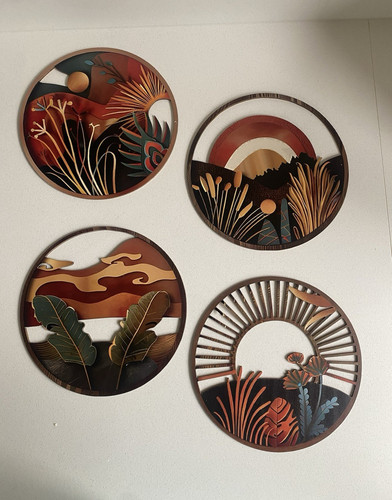 Set round wooden wall - wooden,
