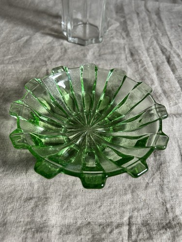 Vintage uranium glass dish - vintage,