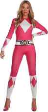 Official Womens Pink Power Rangers Morphsuit Superhero Fancy Dress Costume S - L