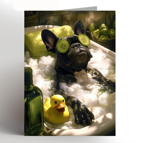 French bulldog birthday - french, card