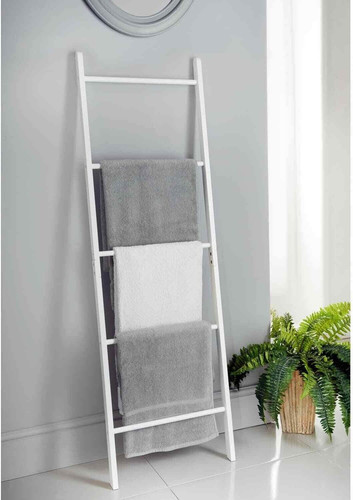 White wooden towel ladder - white,