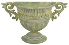 Aged French Vintage Style Metal Wall Urn Garden Planter Flower Pot Vase Green 