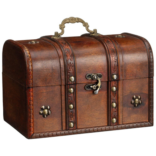 Wooden treasure small chest - wooden,