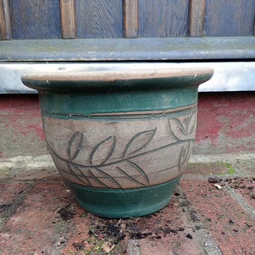 Green glazed clay plant - clay,