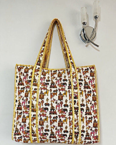 Quilted cotton tote - cotton, bag