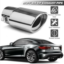 Chrome Car Exhaust Trim Tip Muffler Pipe Tail Throat Pipe Silver Stainless Steel