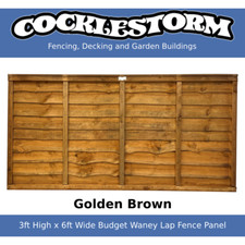 3ft High x 6ft Wide Golden Brown Fence Panel - Free Delivery Within 70 Miles