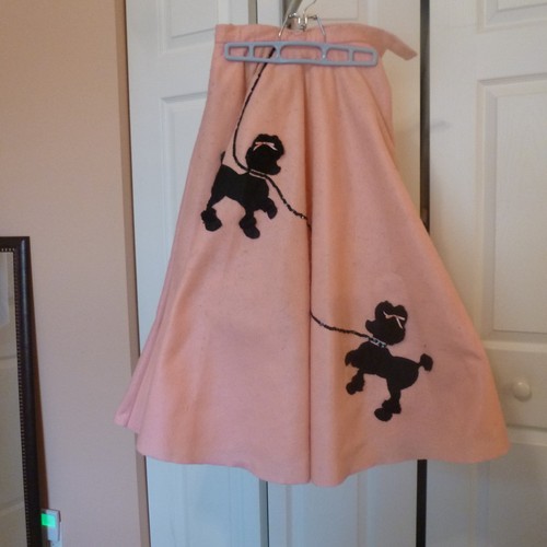 Pink felt poodle skirt - pink, black