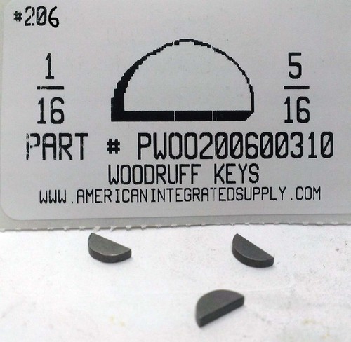 206 16x5 woodruff - #206, 1/16x5/16