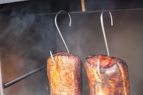 Butchers hooks meat - butchers, smoke