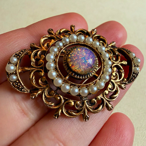 Antique opal and - and, faux