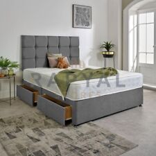 PLUSH DIVAN BED SET WITH MEMORY MATTRESS AND HEADBOARD 3FT 4FT 4FT6 5FT 6FT