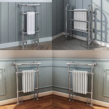 Bathroom Traditional Victorian Heated Towel Rail Column Radiator White Chrome