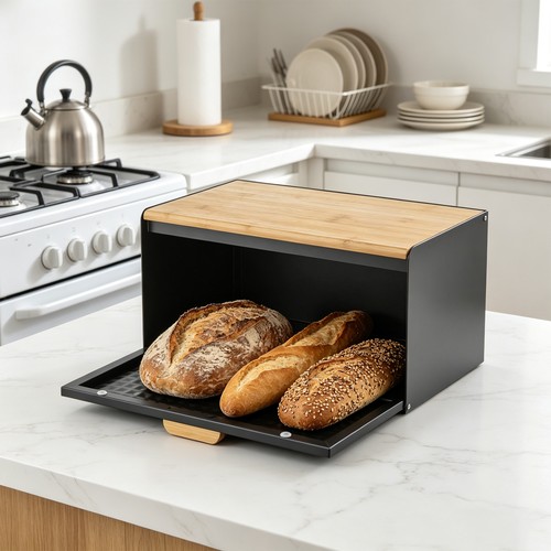Bamboo bread box natural - bamboo, roll