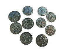 Set Of 10 Viking Reproduction Silver Coloured Coins A1 Quality - Treasure Chest