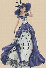 lady Cross stitch chart   Elegant Lady 156J full length     Flowerpower37-uk