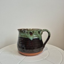 Vintage Hand Thrown Stoneware Jug Green & Brown Drip Glaze VGC Studio Pottery 
