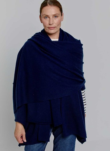 Cashmere navy scarf thick - navy,