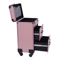 Rolling Makeup Train Case Cosmetic Trolley Aluminum Makeup Storage Organizer US