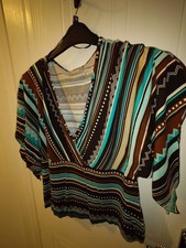 Wallis Top, Aztec Print, Size 20, Machine Washable, Short Sleeved