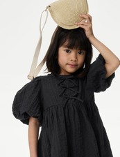 Marks & Spencer Girls Grey Cotton Mini Babydoll Girls Dress - M&S