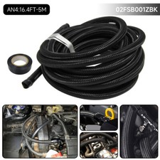 16.4FT AN4 Nylon Stainless Steel Braided Fuel Line Hose For Fuel Return Line BK