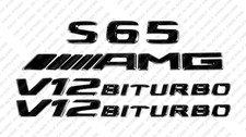 Set Gloss Black Emblem Letters for Mercedes-Benz S65 V12 Biturbo AMG W222
