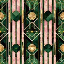 20x Green Pink Pastel Art Deco